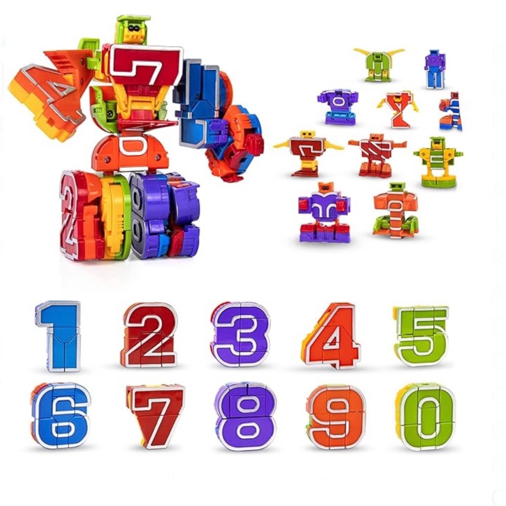 Transforming Number Bots, numbers 1-9 plus 0, STEM education toys, EUC
